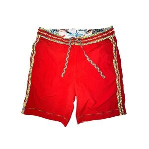 Robert Graham Red Tropical Board Shorts /Swim Trunks Mens 34 Surf Beach